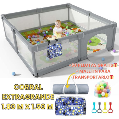 CORRAL EXTRAGRANDE DE 180CM +50 PELOTAS GRATIS +MALETA PARA GUARDARLO