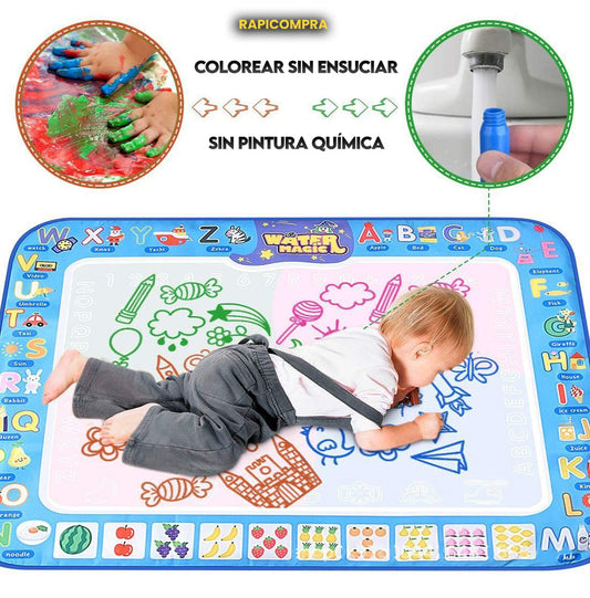 Alfombra Mágica de 1.50 Metros con Marcadores de Agua que no manchan! + 24 piezas de dibujo!